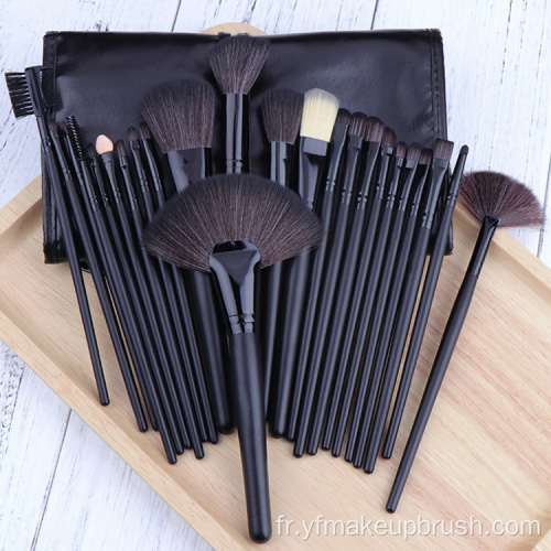 Brosse de maquillage de cheveux synthétiques personnalisée Set 24 pièces